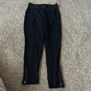 Zara Black Leggings with Gold Zipper Detail